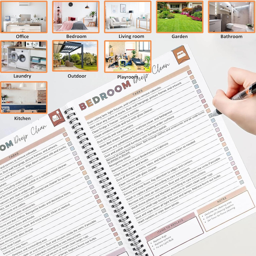 ADHD Cleaning Planner Bundle: Detailed Cleaning Schedule, Year-Round Maintenance Strategies, and Family Chore Distribution Chart