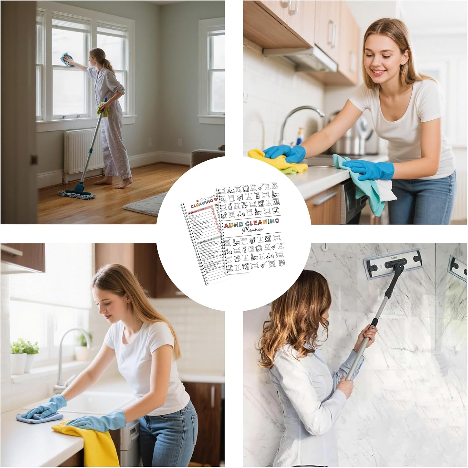 ADHD Cleaning Planner Bundle: Detailed Cleaning Schedule, Year-Round Maintenance Strategies, and Family Chore Distribution Chart