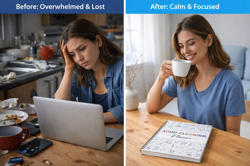 ADHD Cleaning Planner Bundle: Detailed Cleaning Schedule, Year-Round Maintenance Strategies, and Family Chore Distribution Chart